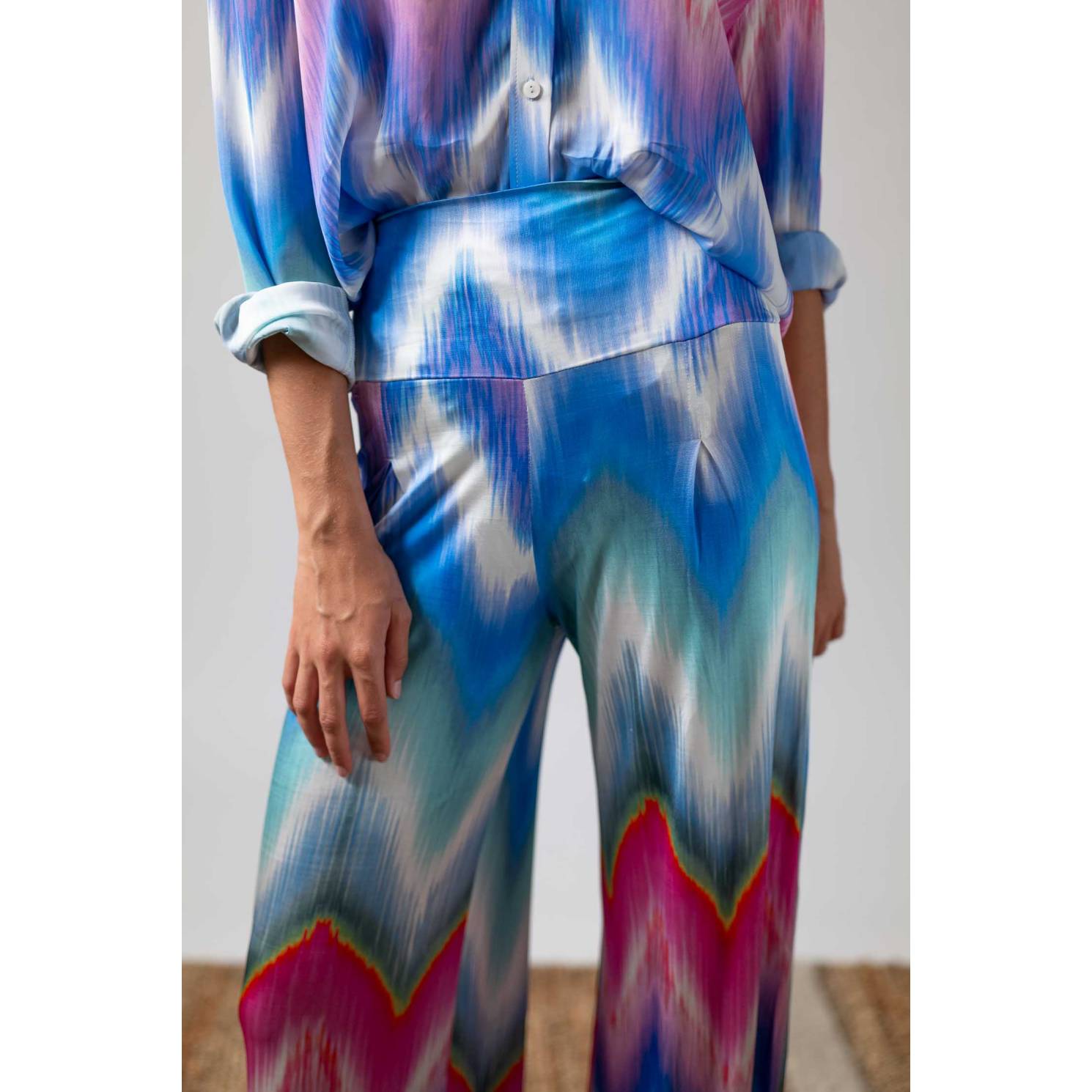 pantalon elephant fiore azul fucsia