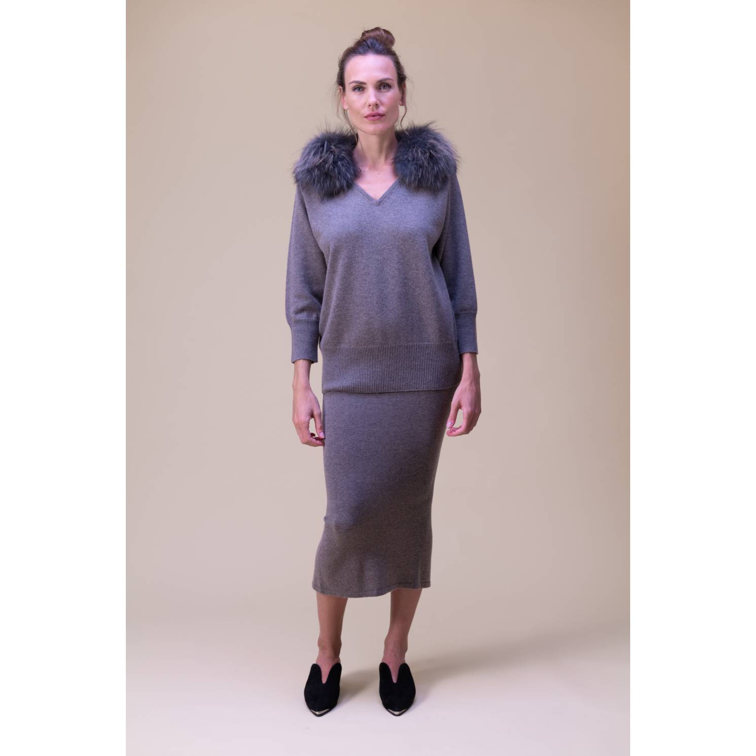 jersey cashmere hombrera topo