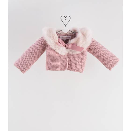 BOLERO MERINO ROSA EMPOLV CUELLO PIEDRA [774293028] - 138,00€ : Casilda y  Jimena | Calidad y pasión por el Detalle | ROPA INFANTIL ROPA NIÑO ROPA  NIÑA ROPA BEBÉ MODA INFANTIL ROPA