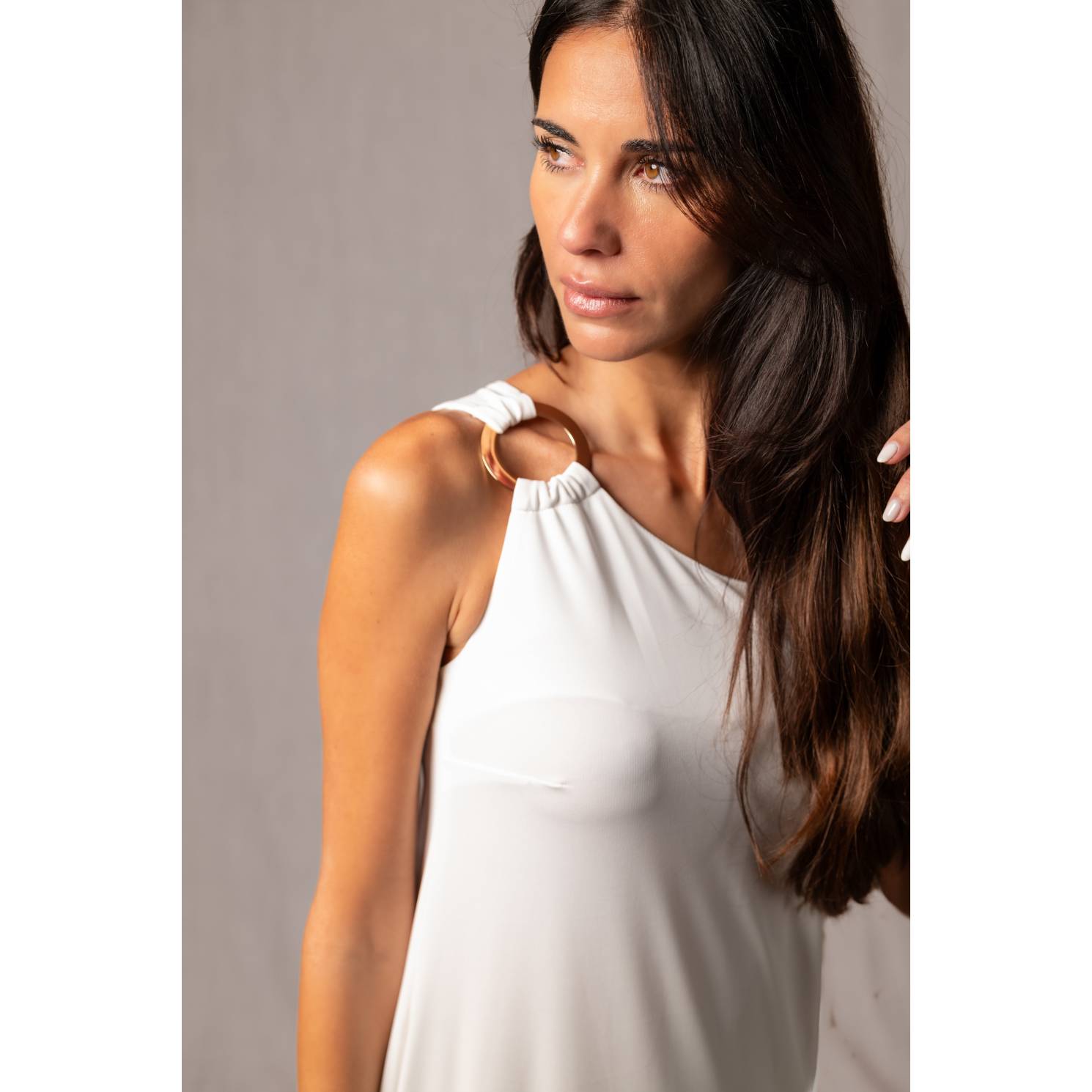 vestido joya asimetrico blanco