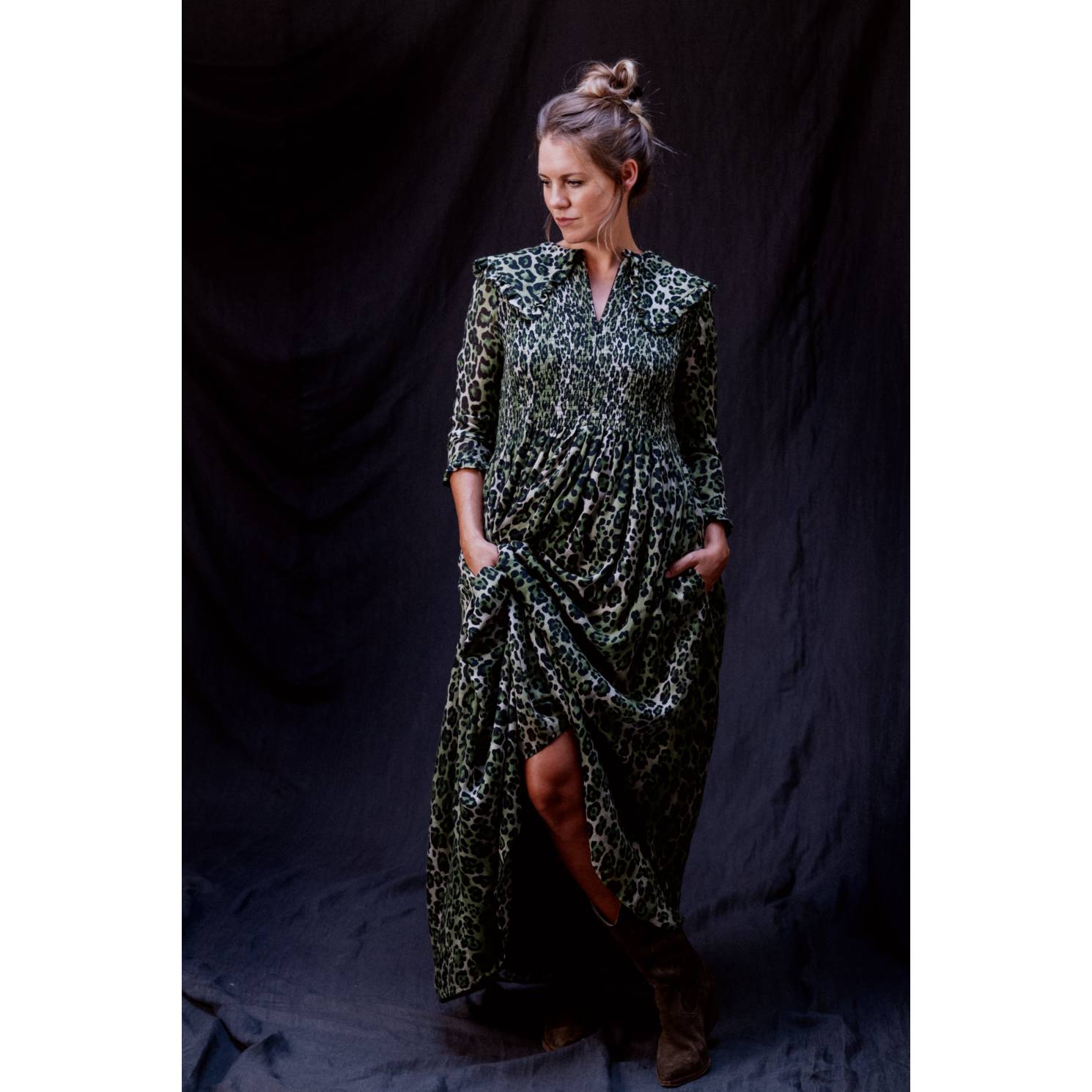 vestido print verde