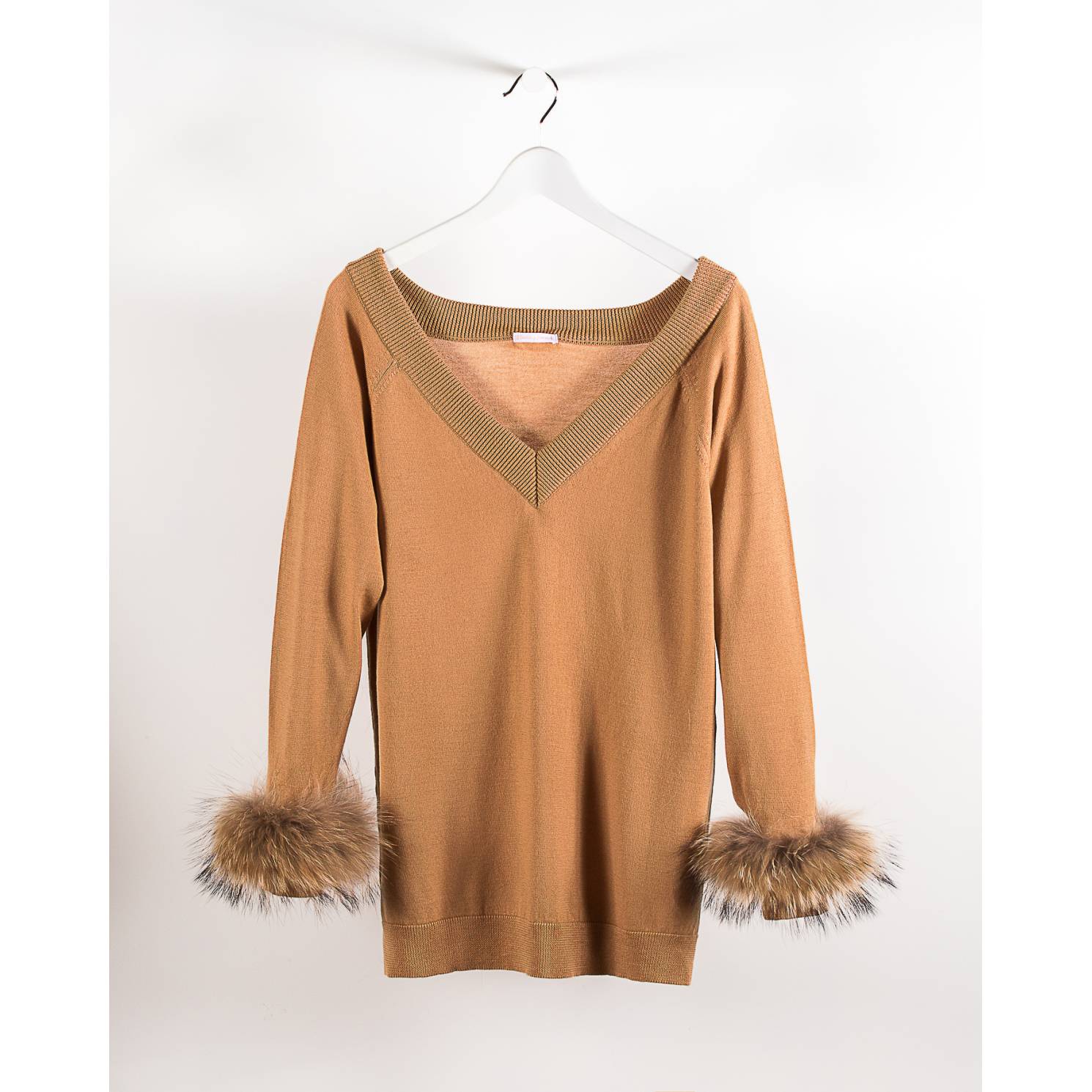 jersey pico camel piel natural puos mujer