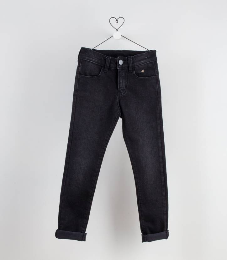 pantalon denim largo gris marengo