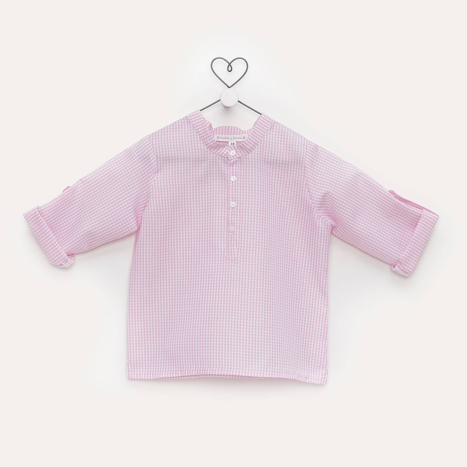 camisa mao vichy rosa