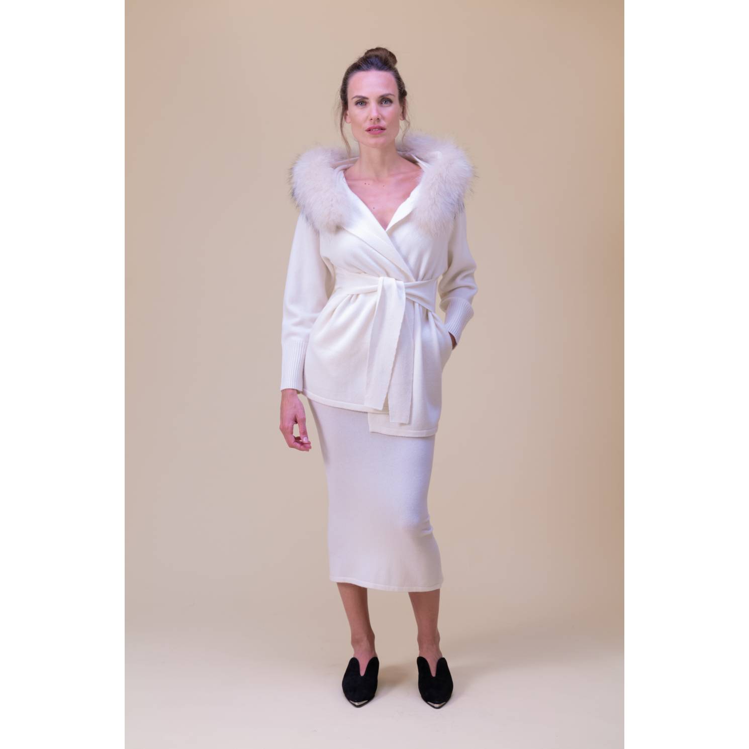 falda punto cashmere beige