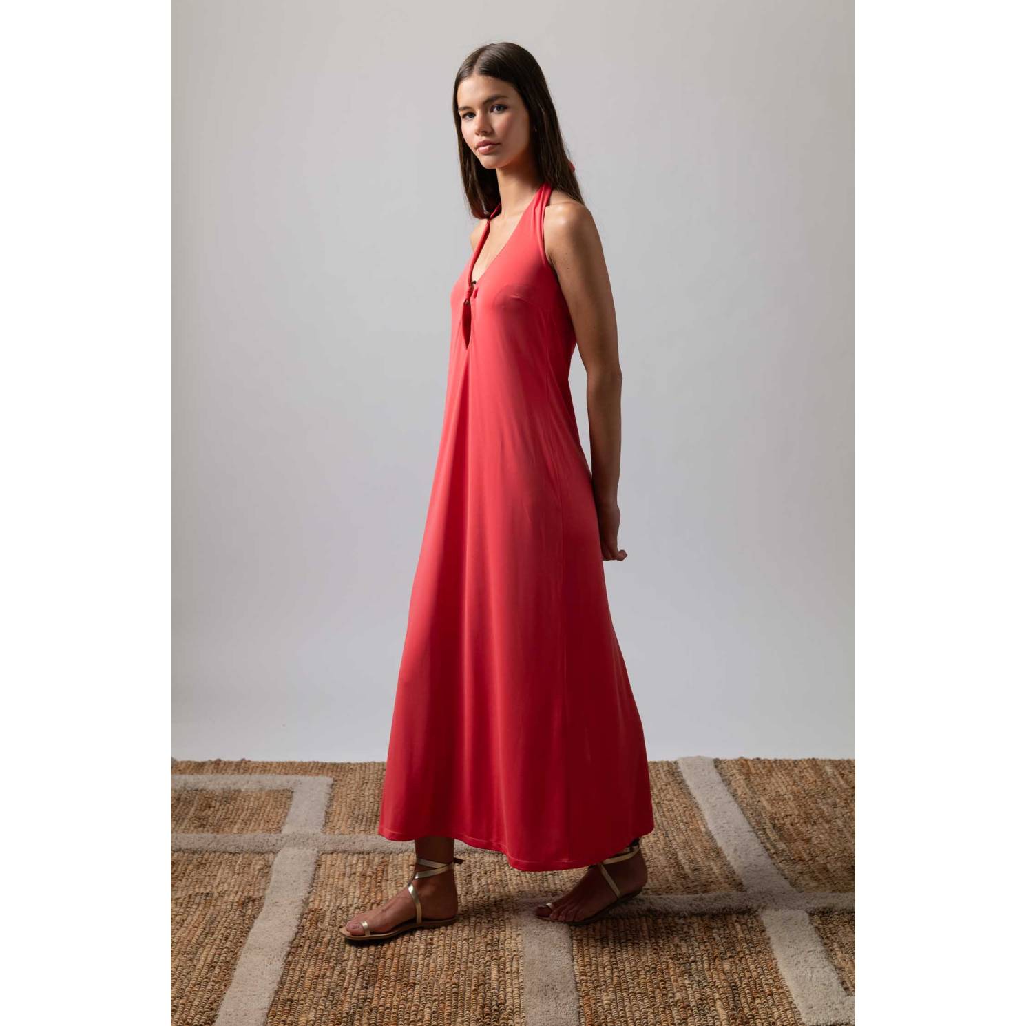 vestido fiore coral