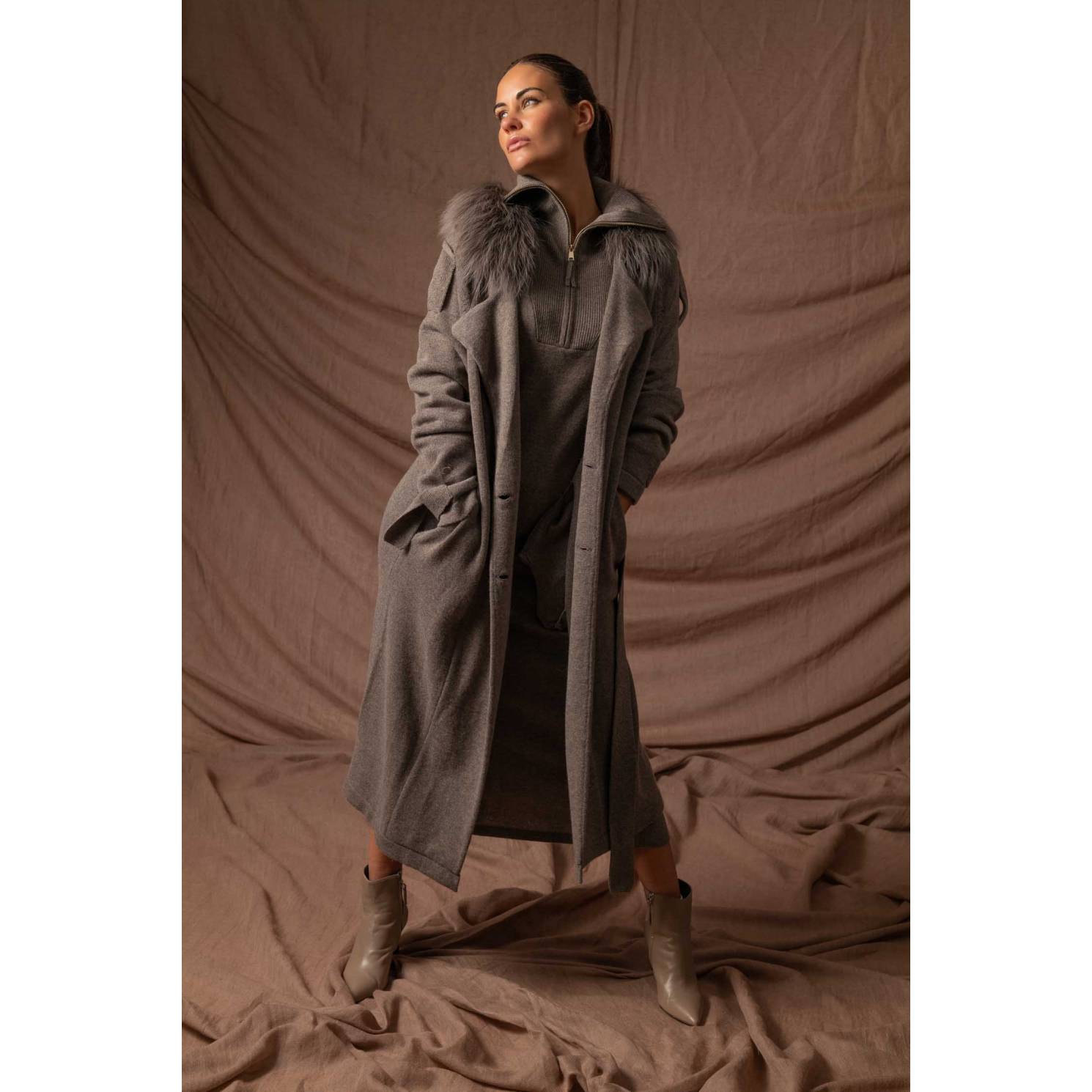 long cashmere trench taupe vigore